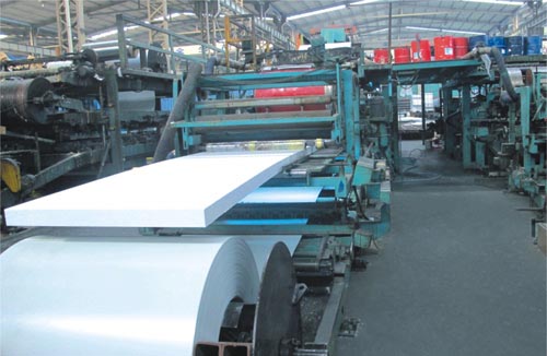 Sandwich tile production line